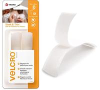Velcro Marque, Sleek & Thin pour tissus, Bande adhésive, 19 mm x 60 cm, noire, Doux au toucher, très léger, Dos adhésif, sans couture, Blanche