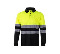 Velilla 175 ; Polo Bicolore à Manches Longues ; Couleur Noir et Jaune Fluo, Taille L