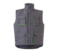 VELILLA 205902 Gilet matelassé bicolore multipoches, gris/vert citron, taille L