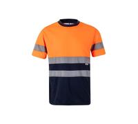 Velilla 305506 T-Shirt Technique Bicolore Haute visibilité, Bleu Marine et Orange Fluo, 3XL