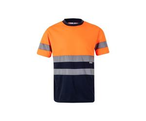 Velilla 305506 T-Shirt Technique Bicolore Haute visibilité, Bleu Marine et Orange Fluo, 3XL