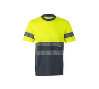 VELILLA 305506 T-Shirt Technique Bicolore Haute visibilité, Gris et Jaune Fluo, M