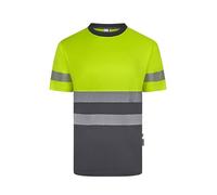 VELILLA 305633 T-Shirt en Polyester recy icolore à Manches Courtes avec Ruban segmenté Gris/Jaune Fluo Taille L