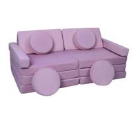 Velinda canapé modulable enfant, blocs de mousse avec volant ? violet clair