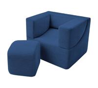 Velinda fauteuil pliant enfant ? bleu marine (velours côtelé)