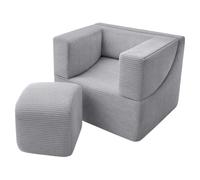 Velinda fauteuil pliant enfant ? gris (velours côtelé)