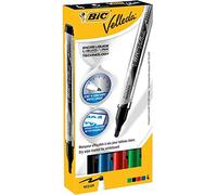 VELLEDA Lot de 3 Etuis 4 Feutres tableau blanc effaçable LIQUID INK Pocket Pte Ogive Moy. N/B/R/V