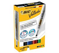 VELLEDA Lot de 3 Packs de 4 Feutres tableau blanc effaçable à sec 1791 Pte Biseau Large N/B/R/V