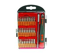 Velleman Ensemble de tournevis de précision, 32 pièces, en chrome-molybdène-vanadium, non magnétique, noir/orange