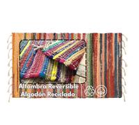 VELLORA Tapis à motifs recyclés Chindi 50 x 80 cm - Tapis de maison en coton multicolore, écologique, lavable - pour cuisine, salon ou chambre à coucher