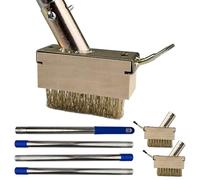 VELLUSTRA Brosse à Mauvaises Herbes avec Manche Télescopique(170cm), Outil de Désherbage avec Brosse Métallique et Grattoir à Lame, Enlever la Mousse des Paver Les Blocs, Allées (2 Têtes de Brosse)