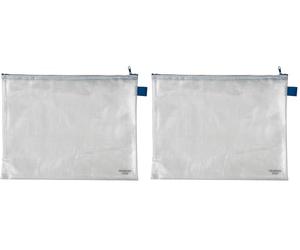 VELOFLEX 2704000 - Pochette à fermeture éclair DIN A4 Pochette à fermeture éclair pour documents, PVC renforcé, transparent, 1 pièce (Lot de 2)