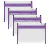 VELOFLEX - Pochette documents A5 fermeture à glissière violette, lot de 4