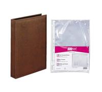VELOFLEX A514376 - Classeur à anneaux Exquisit DIN A4, marron, avec 10 pochettes transparentes, indélébile, classeur à anneaux 25 mm pouvant contenir jusqu'à 250 feuilles