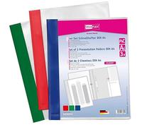 VELOFLEX - Chemises à rabats DIN A4 en PVC, 3 pièces (vert, rouge, bleu)