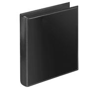 VELOFLEX - Classeur à anneaux DIN A5 pour pochettes transparentes, noir | Mécanisme à 4 anneaux ronds, remplissage 38 mm, pochette couverture avant, couverture rembourrée, film aspect cuir