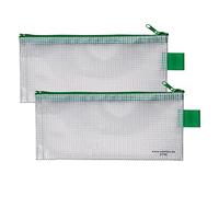 VELOFLEX - Pochette à fermeture éclair A6 en PVC, lot de 2, transparente | Film PVC renforcé de tissu 350 µ, format 200 x 100 mm, pour environ 15 mm de contenu, avec fermeture à glissière
