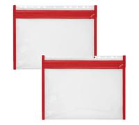 VELOFLEX - Pochette documents A4, fermeture à glissière, rouge, lot de 2
