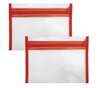 VELOFLEX - Pochette documents A5, fermeture à glissière, rouge, lot de 2