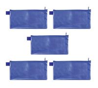 VELOFLEX - Pochette documents Long fermeture à glissière, bleue, lot de 5 | Format 235 x 125 mm, en EVA renforcé de tissu, sans PVC, hydrofuge et légèrement transparent