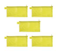 VELOFLEX - Pochette documents Long fermeture à glissière, jaune, lot de 5 | Format 235 x 125 mm, en EVA renforcé de tissu, sans PVC, hydrofuge et légèrement transparent