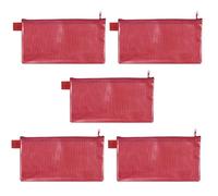 VELOFLEX - Pochette documents Long fermeture à glissière, rouge, lot de 5 | Format 235 x 125 mm, en EVA renforcé de tissu, sans PVC, hydrofuge et légèrement transparent