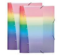 VELOFLEX - Sammelmappe Rainbow Diamond DIN A3 2 Stück mit Gummizug | En plastique PP massif, avec 3 rabats, élastique extensible et structure « Diamond » pour documents au format DIN A3