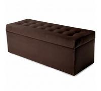 VELORA H&L Banc de Rangement 45 x 120 cm Marron foncé - Banquette Coffre en Velours, Bout de Lit Rembourré avec Grand Rangement, Structure Solide, Charge jusqu'à 300 kg