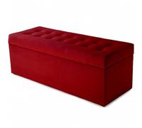 VELORA H&L Banc de Rangement 45 x 120 cm Rouge - Banquette Coffre en Velours, Bout de Lit Rembourré avec Grand Rangement, Structure Solide, Charge jusqu'à 300 kg