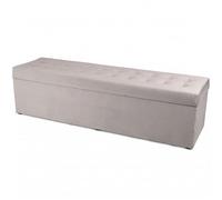 VELORA H&L Banquette Coffre 45 x 160 cm Argent - Grand Banc de Rangement en Velours, Bout de Lit Rembourré avec Grand Coffre, Structure Solide, Charge jusqu'à 300 kg