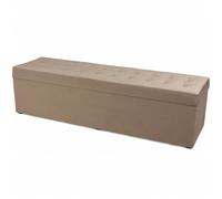 VELORA H&L Banquette Coffre 45 x 160 cm Beige - Grand Banc de Rangement en Velours, Bout de Lit Rembourré avec Grand Coffre, Structure Solide, Charge jusqu'à 300 kg