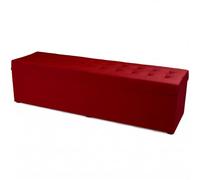 VELORA H&L Banquette Coffre 45 x 160 cm Rouge - Grand Banc de Rangement en Velours, Bout de Lit Rembourré avec Grand Coffre, Structure Solide, Charge jusqu'à 300 kg