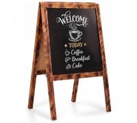 VELORA H&L Chevalet Ardoise 60 x 100 cm Bois Brûlé - Stop Trottoir Double Face en Bois pour Restaurant Café Commerce, Tableau de Menu, Tableau Noir à Craie, Panneau Publicitaire Extérieur Pliable