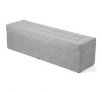 VELORA H&L Grand Banc Coffre avec Rangement 45 x 160 cm Gris Clair - Banquette Rembourrée en Tissu, Charge Maximale 300 kg, Bout de Lit pour Chambre et Salon
