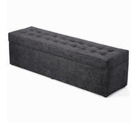 VELORA H&L Grand Banc Coffre avec Rangement 45 x 160 cm Gris foncé - Banquette Rembourrée en Tissu, Charge Maximale 300 kg, Bout de Lit pour Chambre et Salon