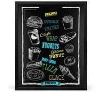 VELORA H&L Tableau à Craie 50 x 70 cm Noir - Tableau Noir Mural avec Cadre en Bois, Ardoise Murale Effaçable pour Cuisine, Bureau, Maison, Restaurant et Café, Tableau Menu et Mémo