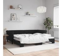 Velours 2 en 1 avec lit gigogne Design Moderne Noir 90x200 cm | Lit de jour avec gigogne 2 en 1 convertible canape lit noir 90x200 cm sans matelas velours moderne