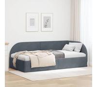 Velours Angle L Moderne Gris 100 x 200 cm | Cadre de lit d'angle Gris foncé 100x200 cm Velours avec tête de réversible, canapé-lit 2 en 1 gain de place, structure en
