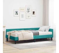 Velours Angle Moderne 2 pièces Turquoise 90 x 190 cm | Cadre de lit d'angle avec matelas Autre 2 pcs Turquoise Velours angle matelas inclus cosy moderne tête de lit rembourrée