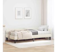 Velours Angle Tête de lit Moderne Rectangulaire 90x190 cm Crème | Cadre de lit d'angle avec matelas Autre 2 pcs Crème Velours Literie Confort Moderne Tête de lit Luxe Gain de Place Chambre