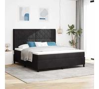 Velours avec LED modulable Modèle contemporain 180x200 cm Noir | Lit à ressorts avec matelas LED Noir 180x200 cm Velours Tissu Tête Lit Réglable RGB Super King
