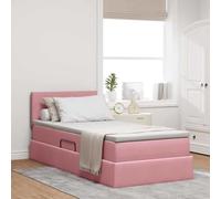 Velours avec Rangement hydraulique LED Moderne 64.4 Rose 100 x 200 cm | Lit avec Rangement et LED Rose 100x200 cm Velours avec Matelas Tete de Lit Mecanisme Hydraulique Moderne pour Petite Chambre