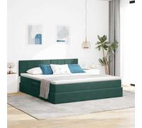 Velours avec Rangement LED Moderne Hydraulique 180 x 200 cm Vert | Lit avec Rangement et LED Vert foncé 180 x 200 cm Velours avec Tête de Lit, Moteur Hydraulique, Matelas Inclus, Super King