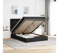 Velours avec Rangement Matelas Ressorts ensachés Moderne 140x190 cm Noir | Cadre de lit ottoman avec matelas 140x190 velours noir, sommier coffre hydraulique avec surmatelas et LED, lit escamotable
