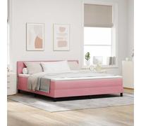 Velours bois ingénierie LED modulable tête de lit Chic Rose 180 x 200 cm | Lit à Ressort LED avec Matelas Rose 180x200 cm Velours Tête Ajustable RGB Éclairage Moderne Ferme pour Chambre Super King