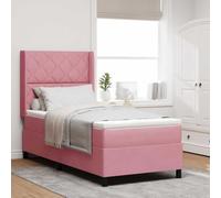 Velours Bois ingénierie LED Multicolore Ambiance Moderne Rose 100 x 200 cm | Lit à ressorts avec matelas LED Rose 100x200 cm Velours Tête réglable Lumière RGB Moderne