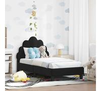 Velours Bois ingénierie Moderne Poches Rangement Noir 70 x 140 cm | Cadre de lit pour tout-petit avec tête de lit Noir 70 x 140 cm, Velours et Bois, rangements, design bas, sans sommier