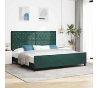 Velours Bois Massif Moderne Chambre lit Box Spring Vert 200 x 200 cm | Lit à ressorts avec tête de lit Vert foncé 200 x 200 cm Velours Moderne pour chambre avec sommier intégré et cadre en bois