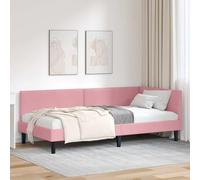 Velours Contreplaqué Coin Canapé Lit Rétractable 100x200 cm Rose