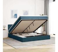 Velours doux avec matelas à ressorts ensachés rangement bleu 180x200 cm | Cadre de lit ottoman bleu fonce 180x200 cm avec matelas ressorts ensachés et surmatelas velours, sommier hydraulique avec